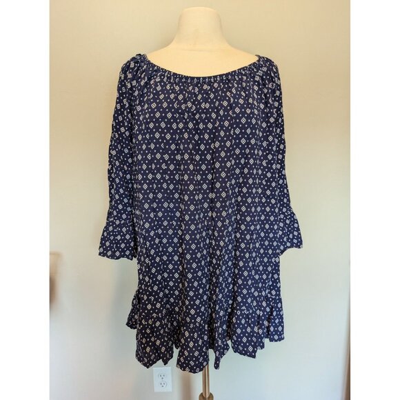 Terra & Sky 2X Blue Ruffle Bottom Peasant Top - Picture 1 of 5
